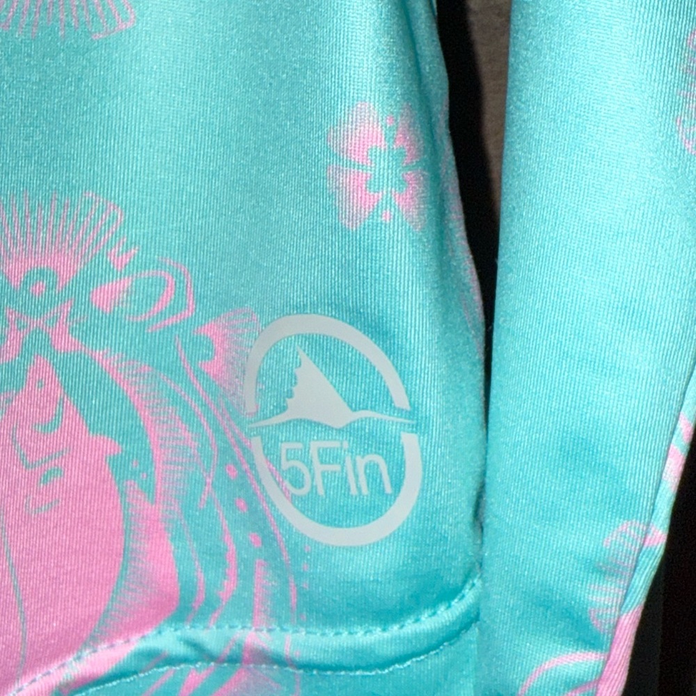 5Fin Aqua and Pink Long Sleeve Swim Top, women’s size medium - Picture 2 of 5